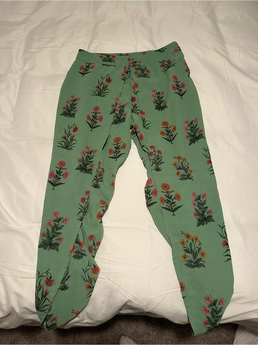 Green Floral Women's Pants